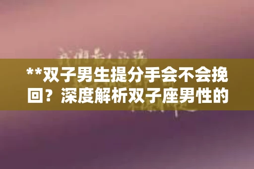 **双子男生提分手会不会挽回？深度解析双子座男性的情感决策**