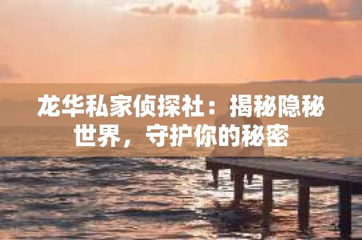 龙华私家侦探社：揭秘隐秘世界，守护你的秘密