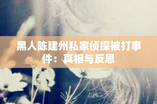 黑人陈建州私家侦探被打事件：真相与反思