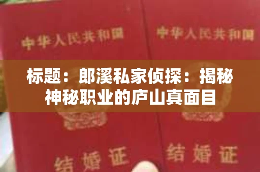 标题：郎溪私家侦探：揭秘神秘职业的庐山真面目