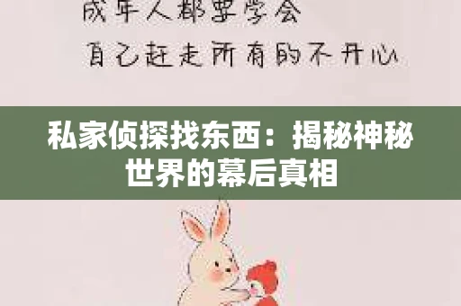 私家侦探找东西：揭秘神秘世界的幕后真相