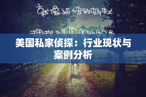 美国私家侦探：行业现状与案例分析